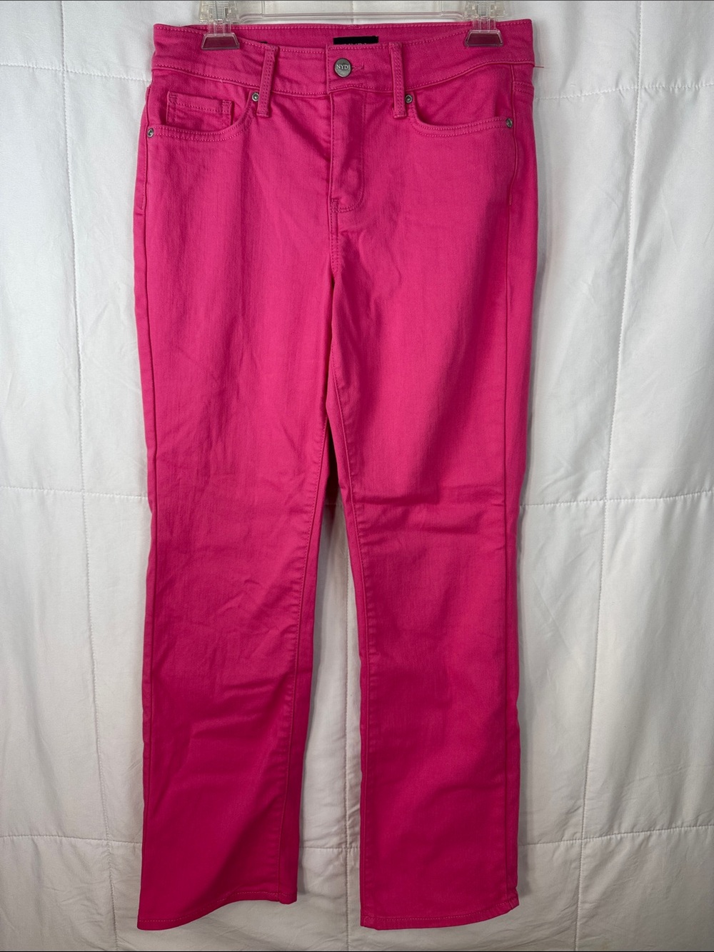 NYDJ Pink Jeans Womens 4‎ Tall High Rise Straight Lift Tuck